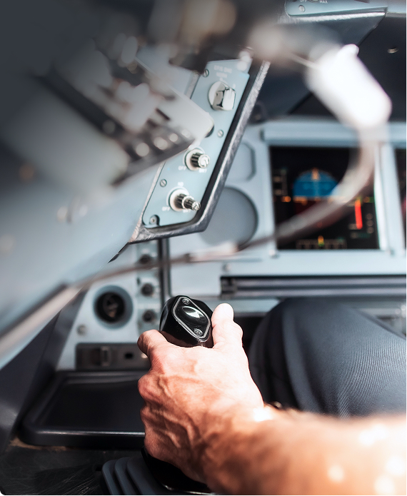 The cockpit of an airplane