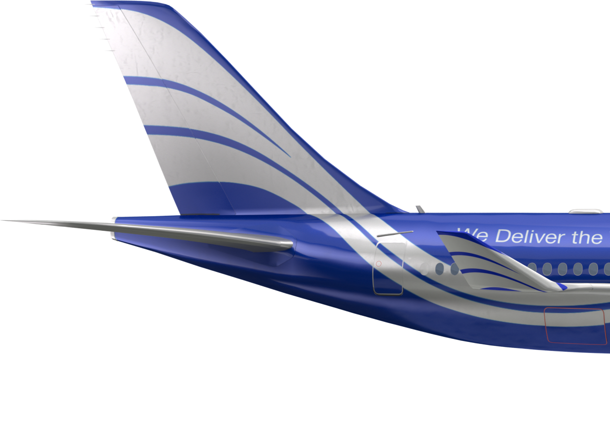 The tail of an airplane