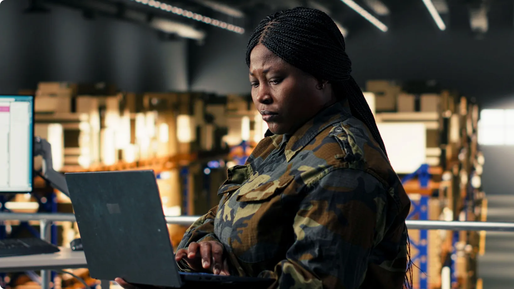 A worker using a laptop