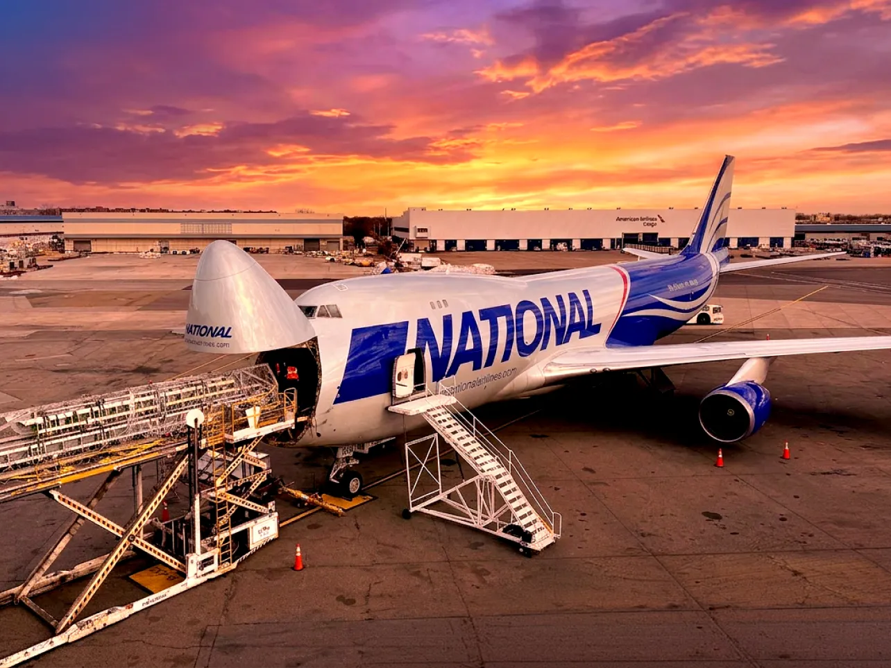 Cargo being loaded onto an airplane