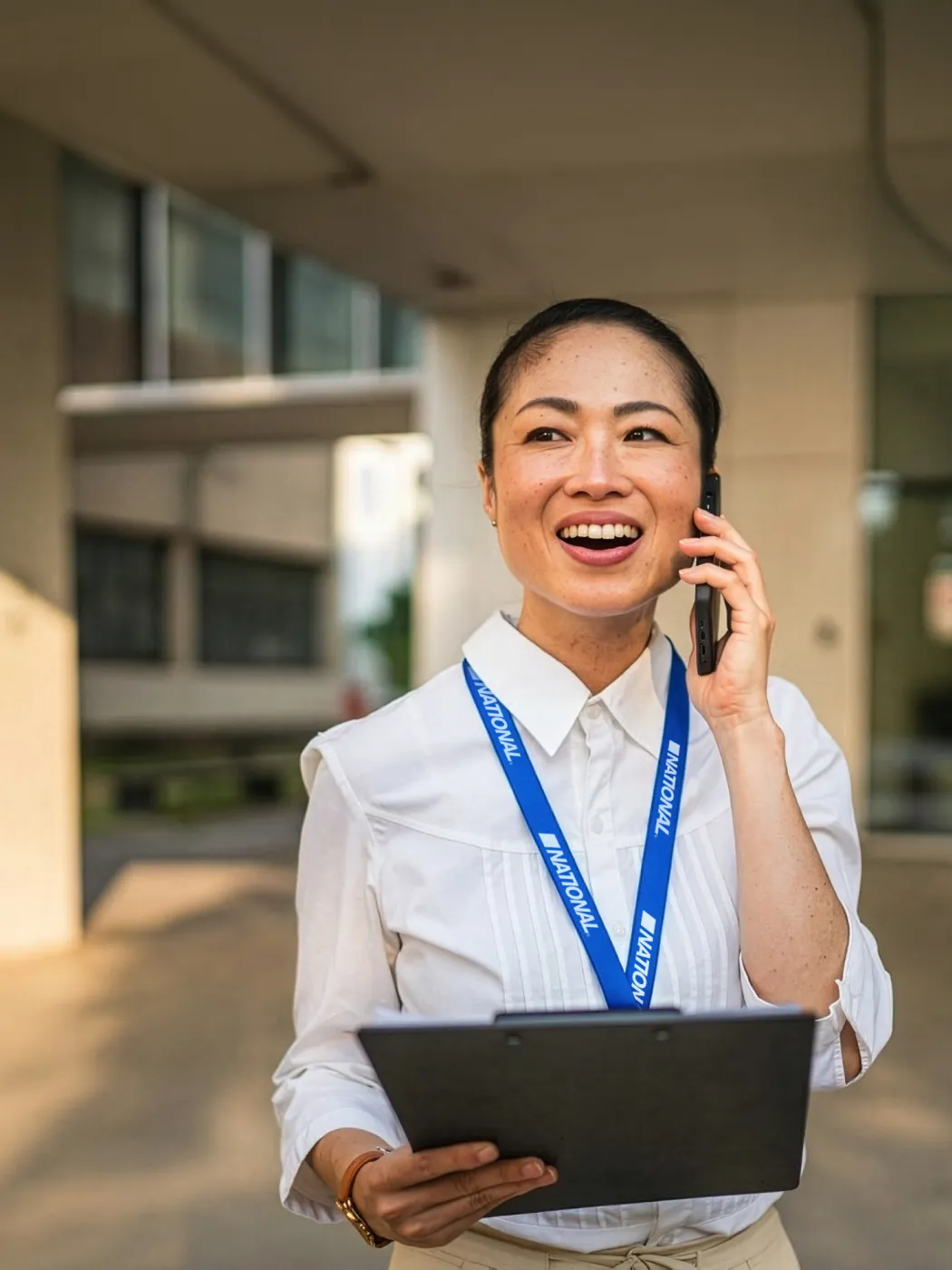 A person on the phone